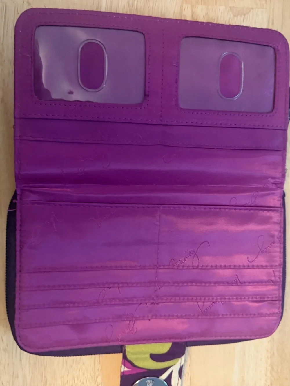 Vera Bradley Purple Multi Floral Quilted Wallet with Silver Turn-Lock - Picture 4 of 5
